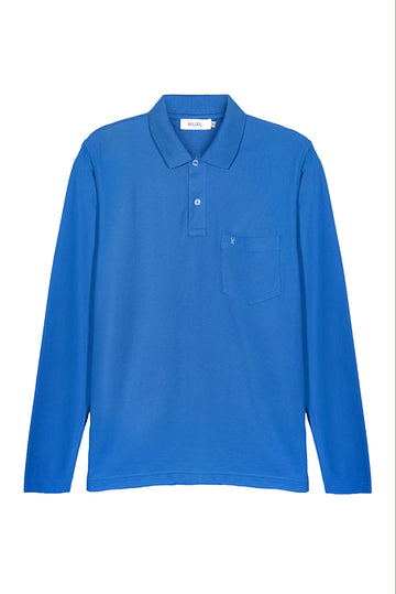 POLO BASICO PIQUÉ DE ALGODÓN PIMA MANGA LARGA BELMONT | AZUL