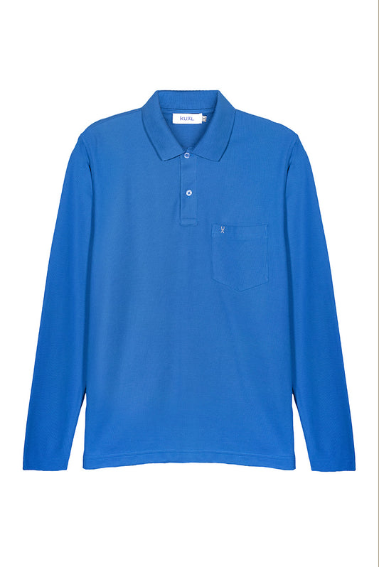 POLO BASICO PIQUÉ DE ALGODÓN PIMA MANGA LARGA BELMONT | AZUL