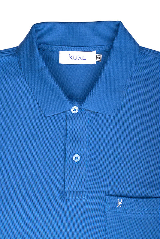 POLO BASICO PIQUÉ DE ALGODÓN PIMA MANGA LARGA BELMONT | AZUL