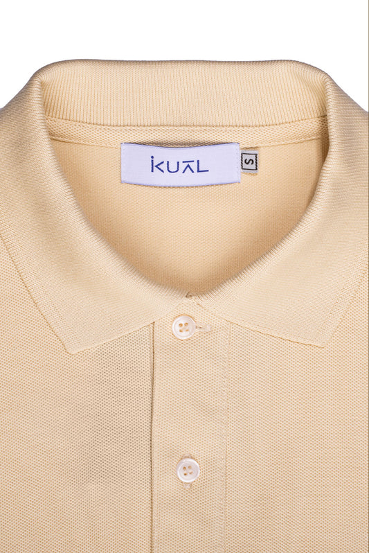 POLO BASICO PIQUÉ DE ALGODÓN PIMA MANGA LARGA BELMONT | CREMA