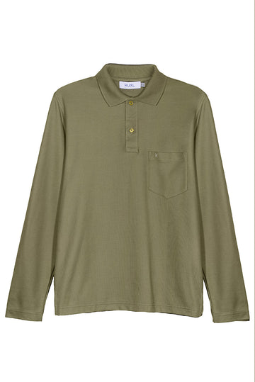 POLO BASICO PIQUÉ DE ALGODÓN PIMA MANGA LARGA BELMONT | VERDE