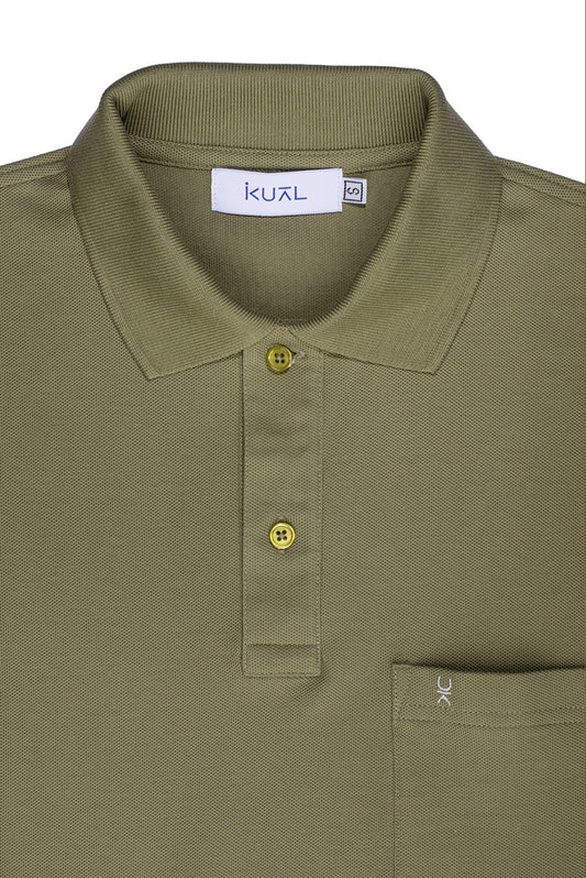 POLO BASICO PIQUÉ DE ALGODÓN PIMA MANGA LARGA BELMONT | VERDE