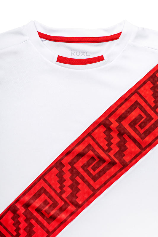 POLO MANGA CORTA FRANJA PERU - KIDS | BLANCO