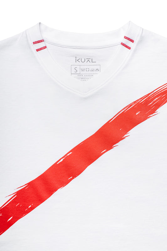 POLO MANGA CORTA FRANJA ONDA - KIDS | BLANCO
