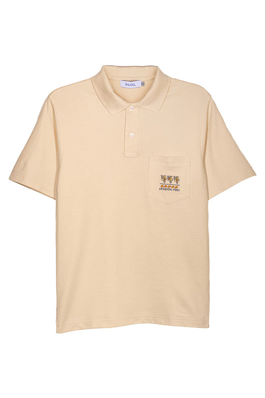 POLO PIQUÉ DE ALGODÓN PIMA MANGA CORTA AVES | CREMA