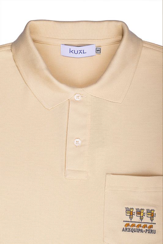 POLO PIQUÉ DE ALGODÓN PIMA MANGA CORTA AVES | CREMA