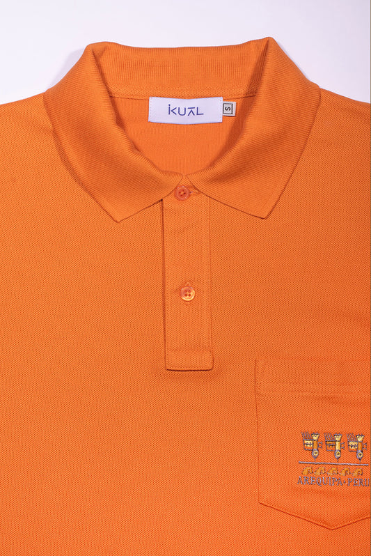 POLO PIQUÉ DE ALGODÓN PIMA MANGA CORTA AVES | NARANJA