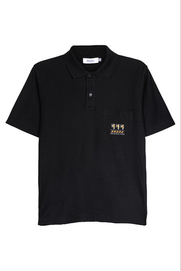 POLO PIQUÉ DE ALGODÓN PIMA MANGA CORTA AVES | NEGRO