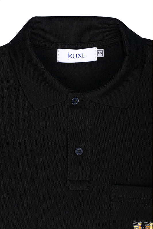 POLO PIQUÉ DE ALGODÓN PIMA MANGA CORTA AVES | NEGRO