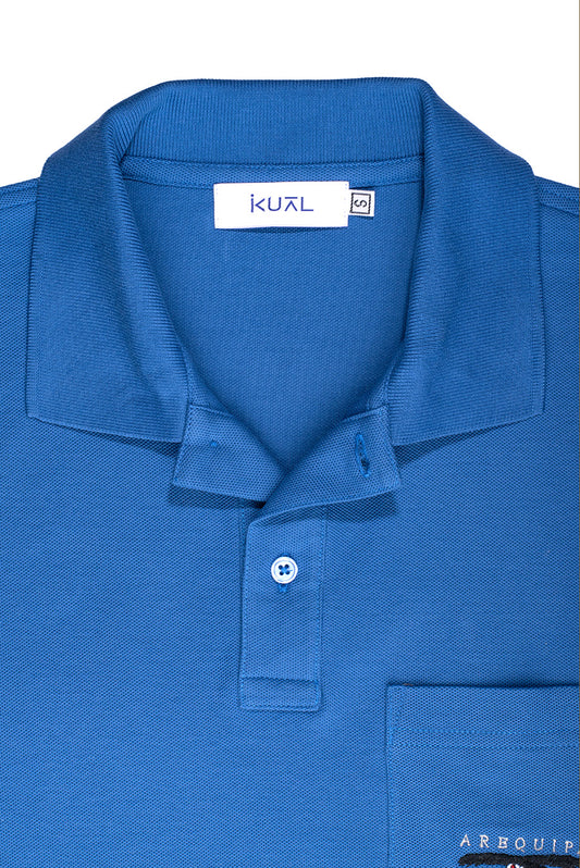 POLO PIQUÉ DE ALGODÓN PIMA MANGA CORTA CONDOR PERU | AZUL