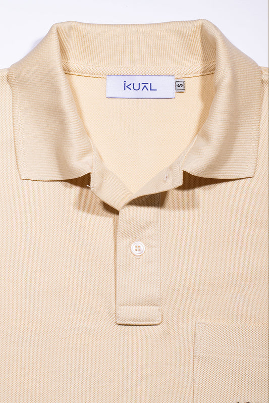 POLO PIQUÉ DE ALGODÓN PIMA MANGA CORTA CONDOR PERU | CREMA
