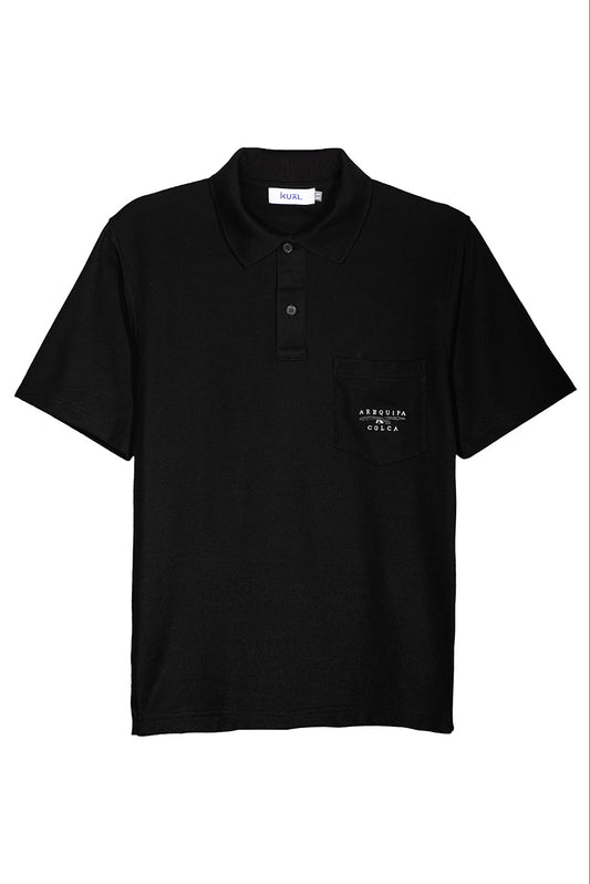 POLO PIQUÉ DE ALGODÓN PIMA MANGA CORTA CONDOR PERU | NEGRO