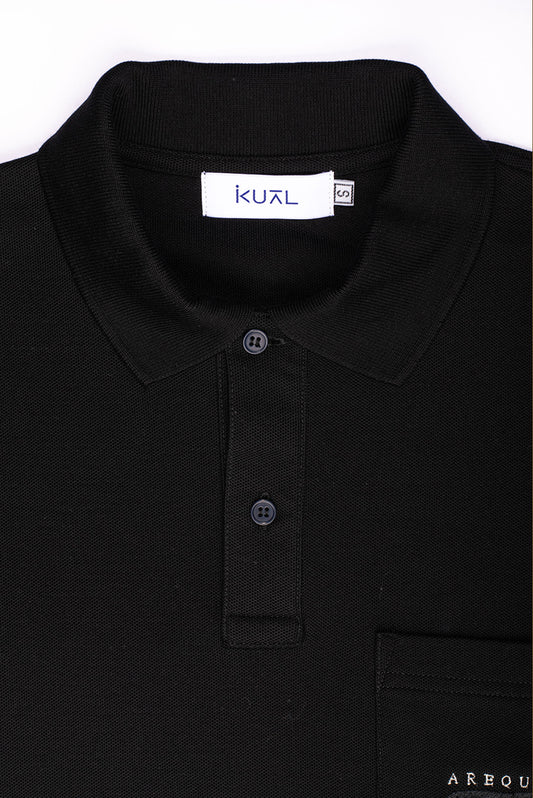 POLO PIQUÉ DE ALGODÓN PIMA MANGA CORTA CONDOR PERU | NEGRO