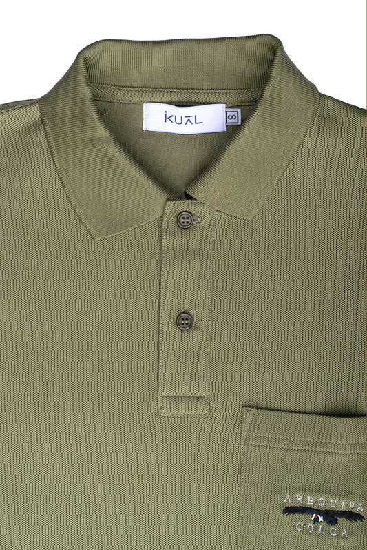 POLO PIQUÉ DE ALGODÓN PIMA MANGA CORTA CONDOR PERU | VERDE