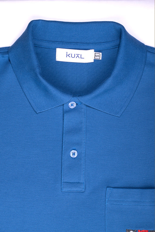 POLO PIQUÉ DE ALGODÓN PIMA MANGA CORTA TRIO | AZUL